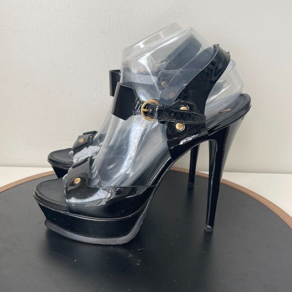 Yves Saint Laurent Heels Women 40 Black Patent Leather Platform Stiletto Italy‎ - Picture 6 of 16